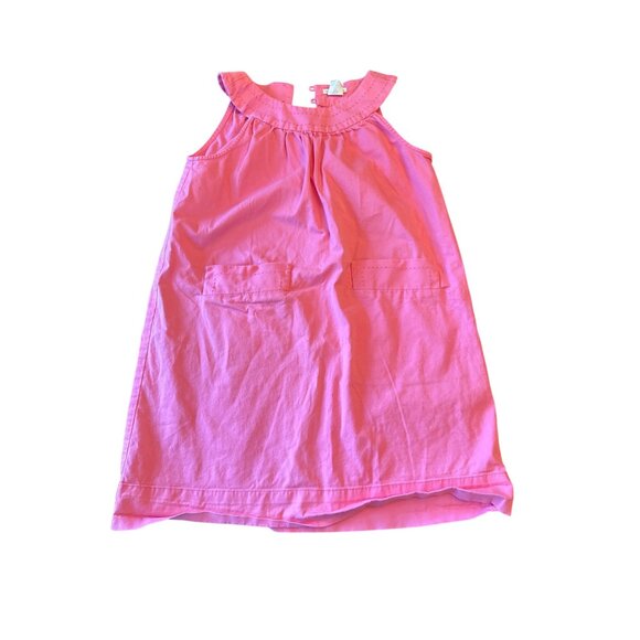Crewcuts Girls Pink Sleeveless Dress With Pockets & Ruffled Neckline Size L - Picture 1 of 4
